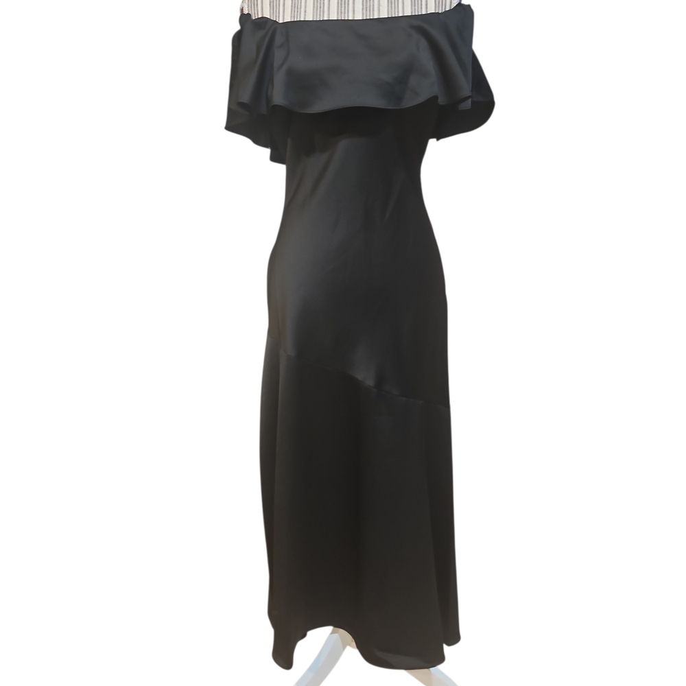 Sam Edelman Black Satin Aline Off-On Shoulder Gown Size10